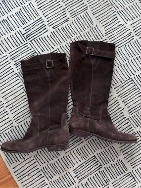 LL Bean Women’s Tall Suede Riding Boots - Dark Brown size 8